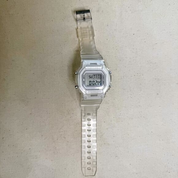 Clear Digital Watch White Accents Unisex Y2K Style Quartz New - Picture 4 of 12